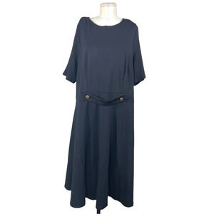 Eloquii Black Short Sleeve Fit‎ & Flare Dress LBD Plus Size 20